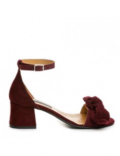 Sandale piele toc gros Zoe MARSALA - The5thelement.ro