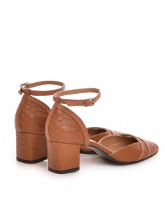 Pantofi cu toc gros piele Camel Adele - The5thelement.ro