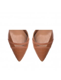 Pantofi cu toc gros piele Camel Adele - The5thelement.ro