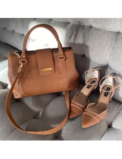 Pantofi cu toc gros piele Camel Adele - The5thelement.ro