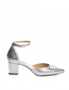 Pantofi mireasa piele naturala Argintiu Fancy Flats - The5thelement.ro