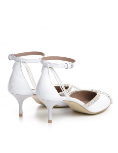 Pantofi Stiletto Piele Naturala Alb Rihanna - The5thelement.ro
