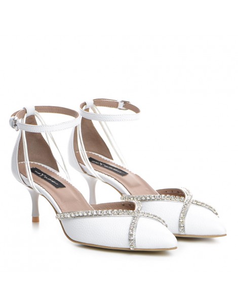 Pantofi Stiletto Piele Naturala Alb Rihanna - The5thelement.ro