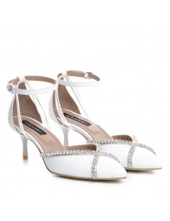 Pantofi Stiletto Piele Naturala Alb Rihanna - The5thelement.ro