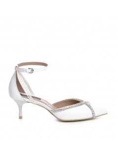 Pantofi Stiletto Piele Naturala Alb Rihanna - The5thelement.ro