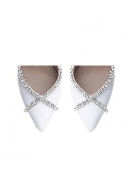 Pantofi Stiletto Piele Naturala Alb Rihanna - The5thelement.ro
