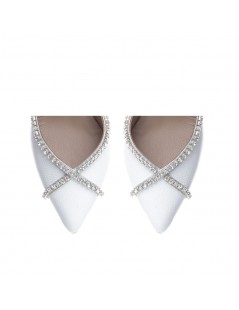 Pantofi Stiletto Piele Naturala Alb Rihanna - The5thelement.ro