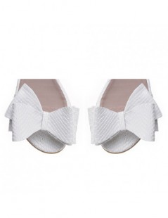Sandale dama piele fara toc Alb Cu funda Lia - The5thelement.ro