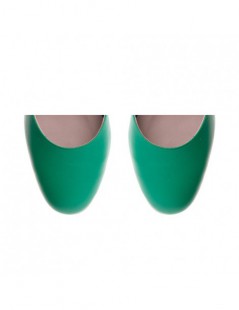 Pantofi cu toc gros piele Verde Cinderella - The5thelement.ro