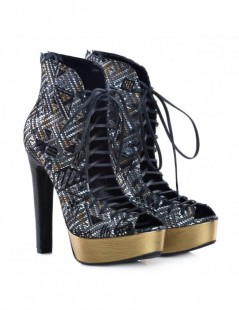 Botine dama decupate Street Style Aztec Piele Naturala - The5thelement.ro
