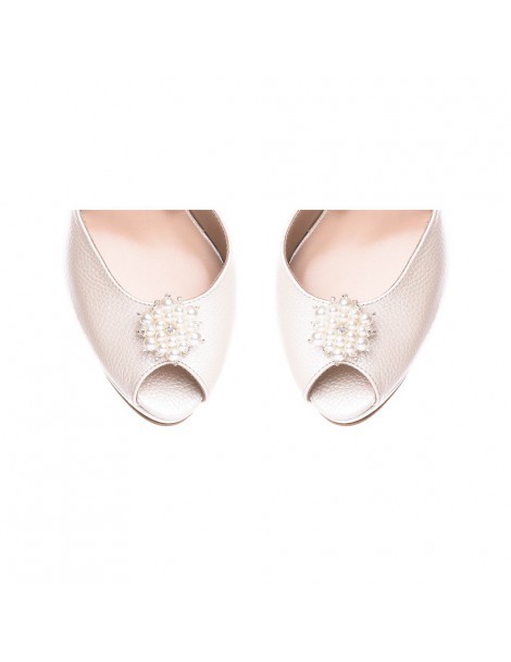 Sandale mireasa piele naturala The 70's Ivoire Pearls - The5thelement.ro