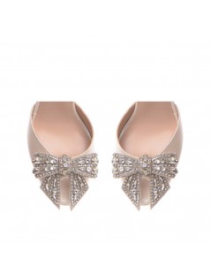 Sandale mireasa piele naturala Ivoire cu funda The 70's Sandals - The5thelement.ro
