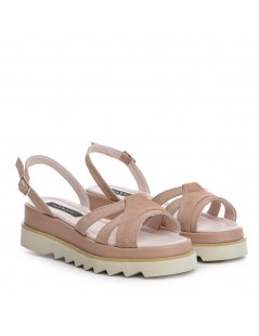 Sandale dama piele fara toc Cappuccino Amy - The5thelement.ro