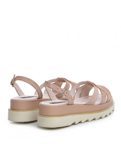 Sandale dama piele fara toc Cappuccino Amy - The5thelement.ro