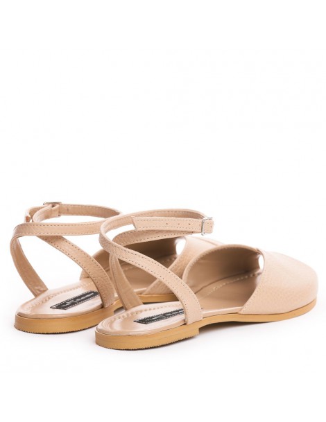 Sandale dama piele fara toc Nude Nomad - The5thelement.ro