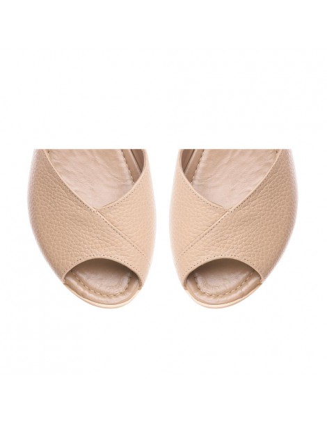 Sandale dama piele fara toc Nude Nomad - The5thelement.ro