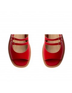 Sandale dama piele fara toc Rosu Evania - The5thelement.ro