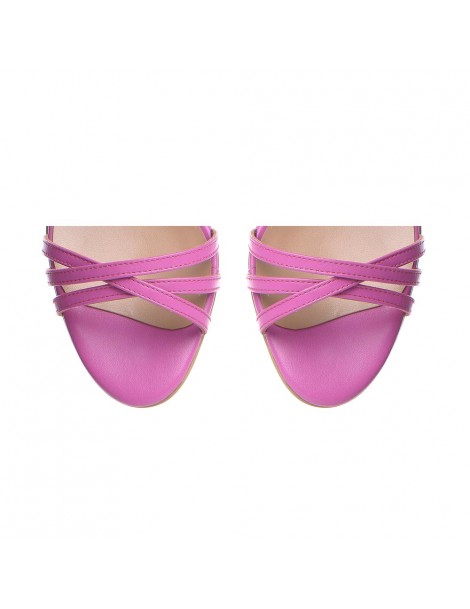 Sandale piele toc gros Roz Rosalina - The5thelement.ro