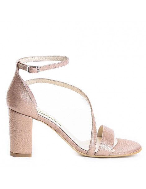 Sandale piele toc gros Rose...