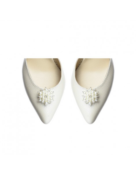 Pantofi mireasa piele naturala Ivoire Fancy Flats - The5thelement.ro