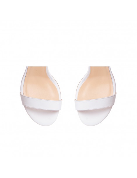 Sandale mireasa piele naturala Alb Simple - The5thelement.ro