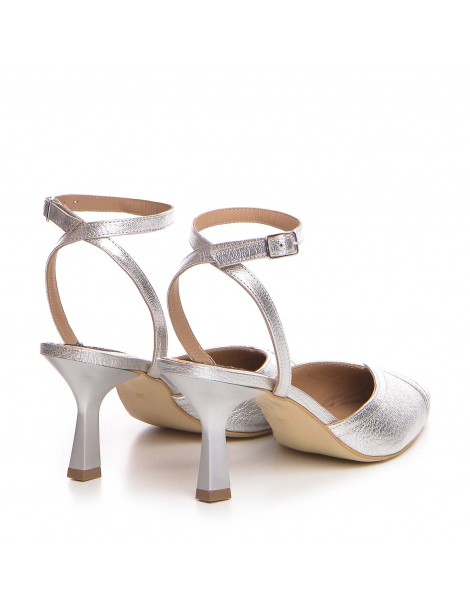 Pantofi mireasa piele naturala Argintiu Vivian - The5thelement.ro