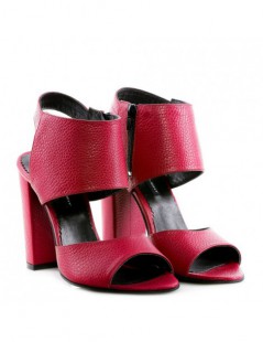 Sandale piele toc gros Titanium Burgundy - The5thelement.ro