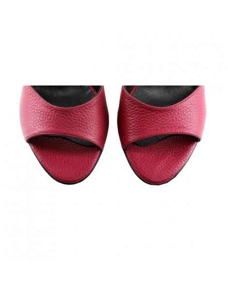 Sandale piele toc gros Titanium Burgundy - The5thelement.ro