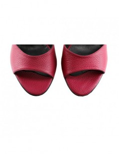 Sandale piele toc gros Titanium Burgundy - The5thelement.ro