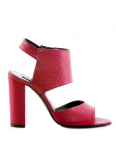 Sandale piele toc gros Titanium Burgundy - The5thelement.ro