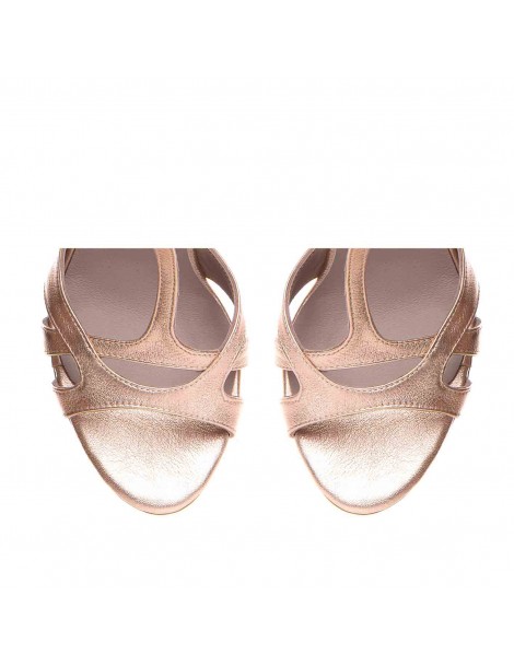 Sandale piele naturala Bej Auriu Rebecca - The5thelement.ro