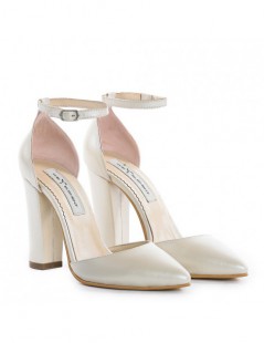 Pantofi mireasa piele naturala Ivoire Urban Block Pumps - The5thelement.ro