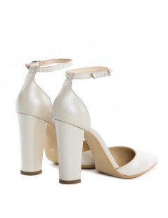 Pantofi mireasa piele naturala Ivoire Urban Block Pumps - The5thelement.ro