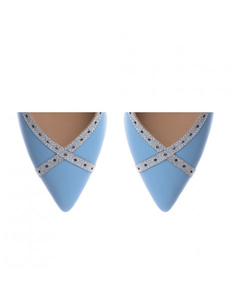 Pantofi stiletto piele naturala Bleu Rihanna - The5thelement.ro
