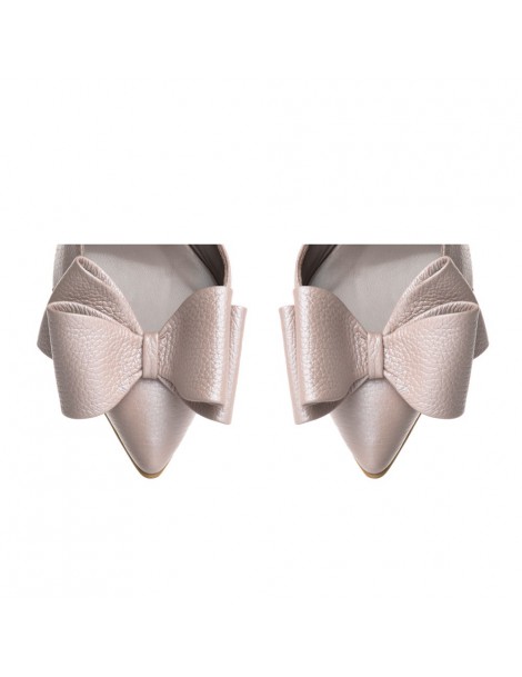 Pantofi dama piele naturala Rose Sidefat cu funda - The5thelement.ro