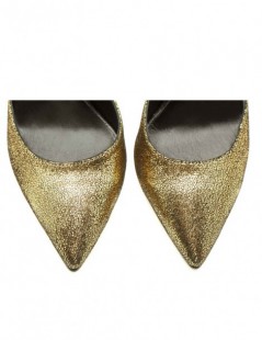 Pantofi stiletto piele naturala Auriu Sparkle - The5thelement.ro
