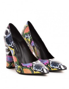 Pantofi cu toc gros piele Multicolor - The5thelement.ro