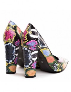 Pantofi cu toc gros piele Multicolor - The5thelement.ro