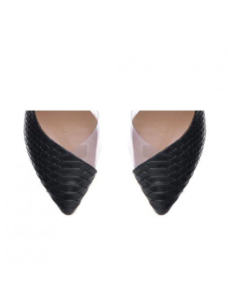 Pantofi stiletto piele naturala Negru Sarpe Leila - The5thelement.ro