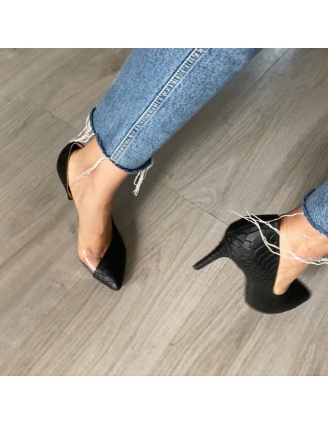 Pantofi stiletto piele naturala Negru Sarpe Leila - The5thelement.ro