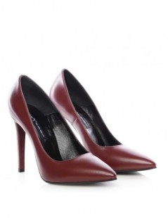 Pantofi stiletto piele naturala Marsala - The5thelement.ro