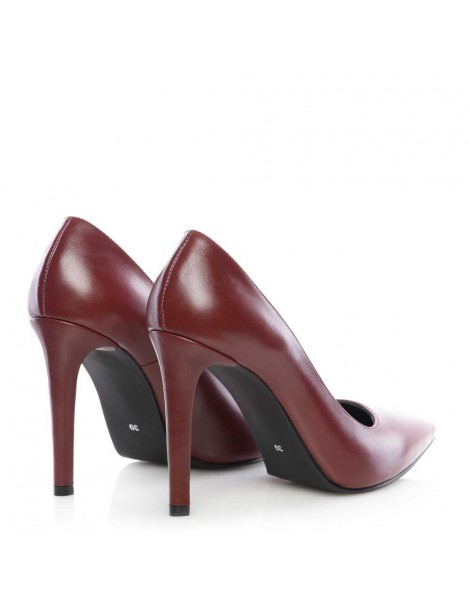 Pantofi stiletto piele naturala Marsala - The5thelement.ro