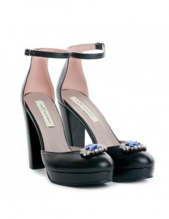 Sandale cu platforma piele naturala The 70's Shoes Negru - The5thelement.ro