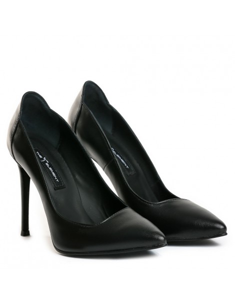 Pantofi stiletto piele naturala Negru Kim - The5thelement.ro