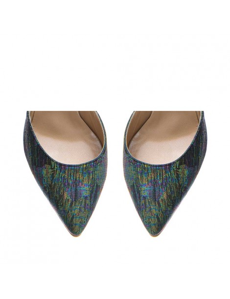 Pantofi stiletto piele naturala Verde - The5thelement.ro