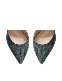 Pantofi stiletto piele naturala Verde - The5thelement.ro