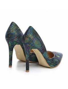 Pantofi stiletto piele naturala Verde - The5thelement.ro
