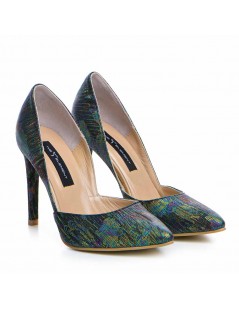 Pantofi stiletto piele naturala Verde - The5thelement.ro
