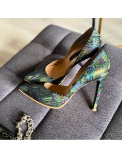 Pantofi stiletto piele naturala Verde - The5thelement.ro