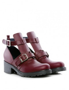Ghete dama Cut Out Marsala Piele Naturala - The5thelement.ro
